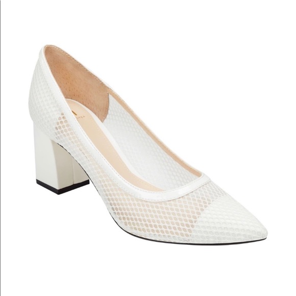 NIB Marc Fisher LTD Zesty White Fabric Heels size 10M - Picture 3 of 13